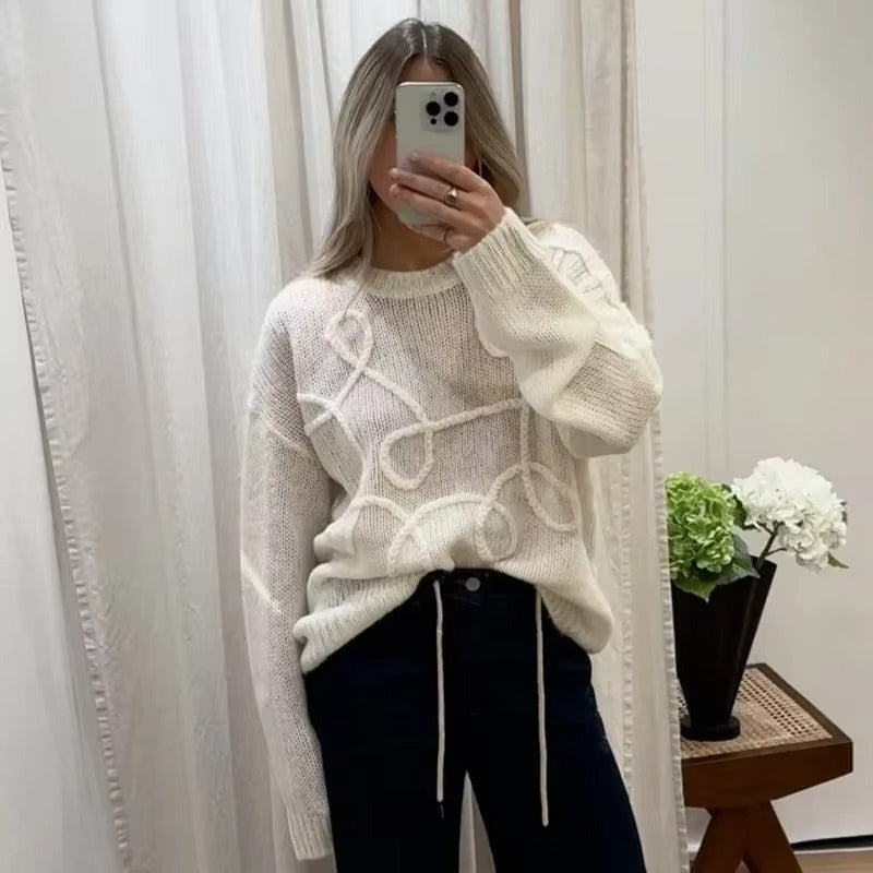 Lina – Oversized Long Sleeve Sweater with Crew Neck