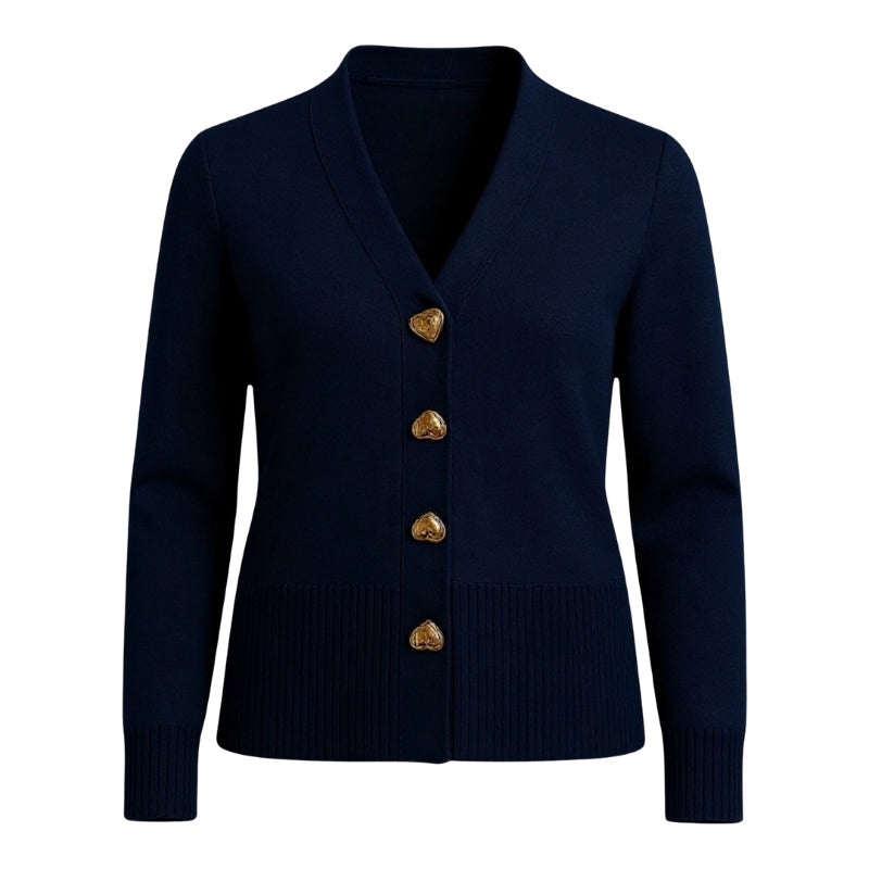 Riley – Cardigan à col en V avec détails de boutons décoratifs