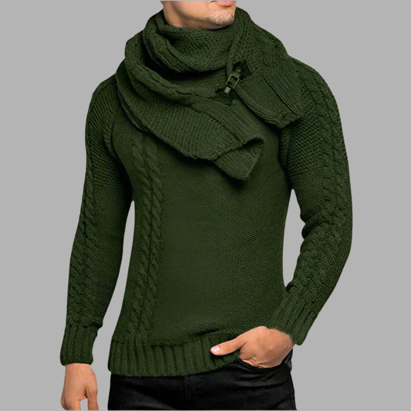 Dogan - Pulover cu guler înalt, mâneci lungi și model cu dungi
