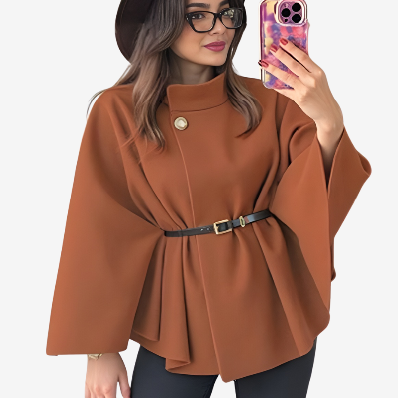 Phoebe - Poncho a maniche lunghe con cintura in vita