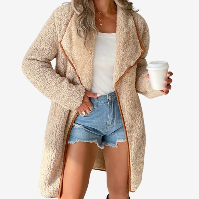 Evelyn - Long Sleeve Coat With Side Pockets And Open Front