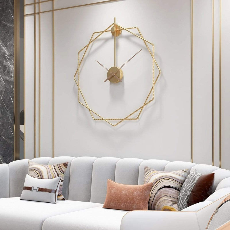 HexaTime – Hexagonal Wall Clock with Double Frame and Decorative Design