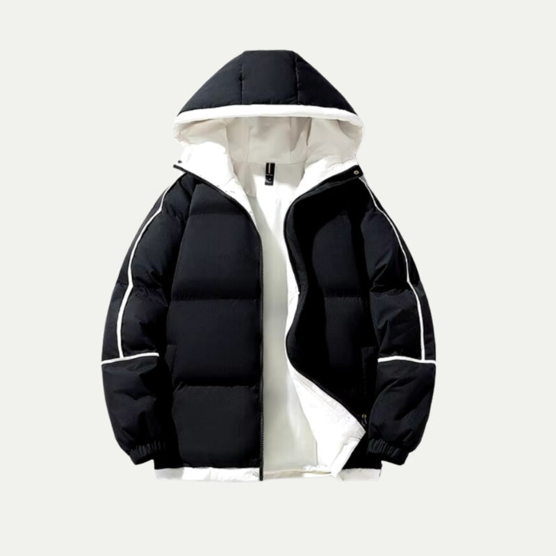Giacca da uomo con cappuccio, zip e tasche, spessa