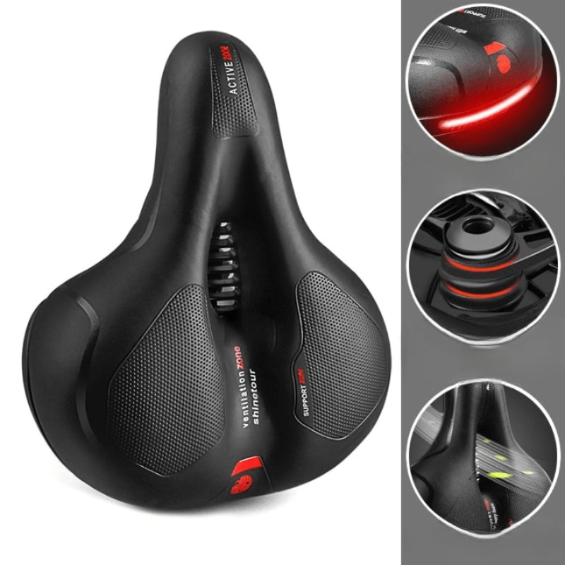 ErgoSeat – Comfortable padded bike saddle with ventilation zone and reflective safety strip