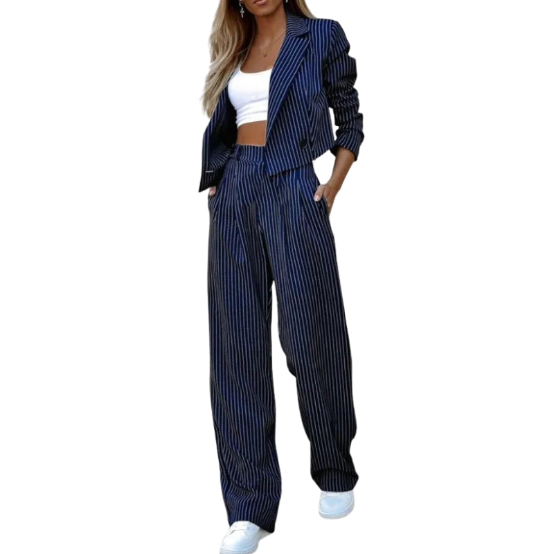 Florence – Set două piese cu sacou scurt cu dungi și pantaloni
