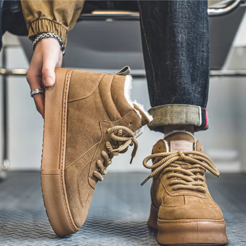 Noah – Adidași comozi cu talpă plată antiderapantă, cu șireturi și căptușeală de blană