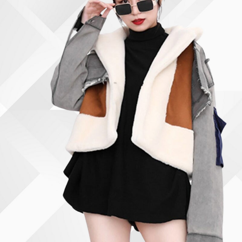 Anna – Veste à manches longues avec col tailleur et fermeture à boutons
