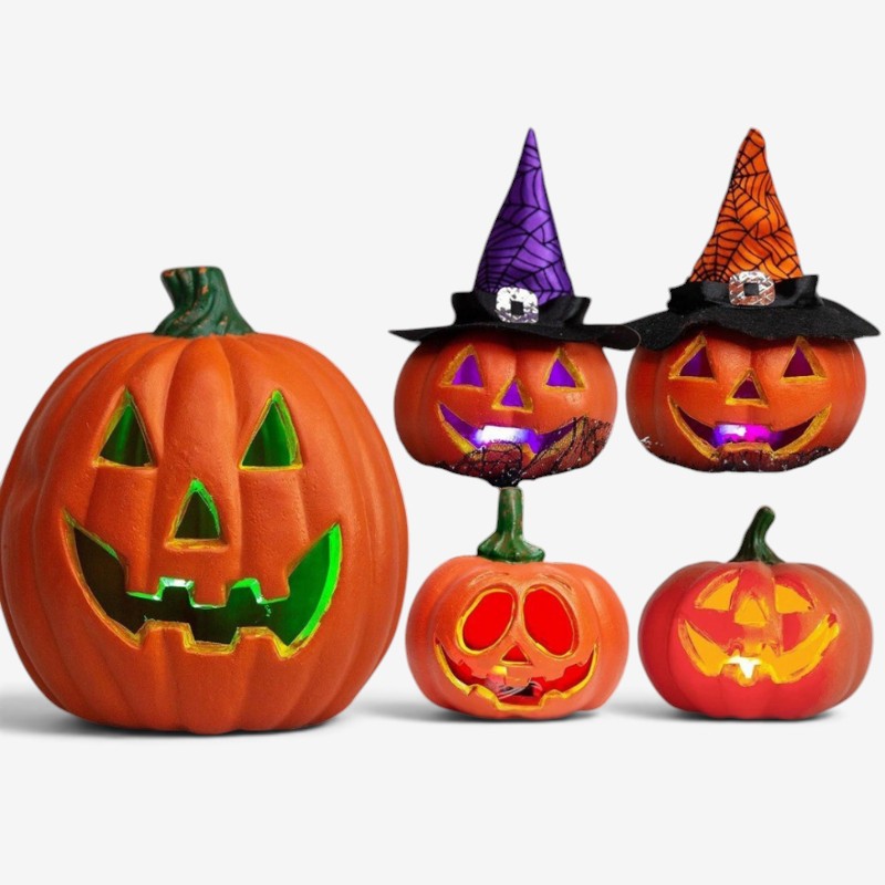 LED-es tök készlet Halloween-dekorációhoz