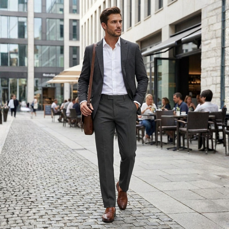 Pánské bavlněné kalhoty Slim Fit s nastavitelným pasem