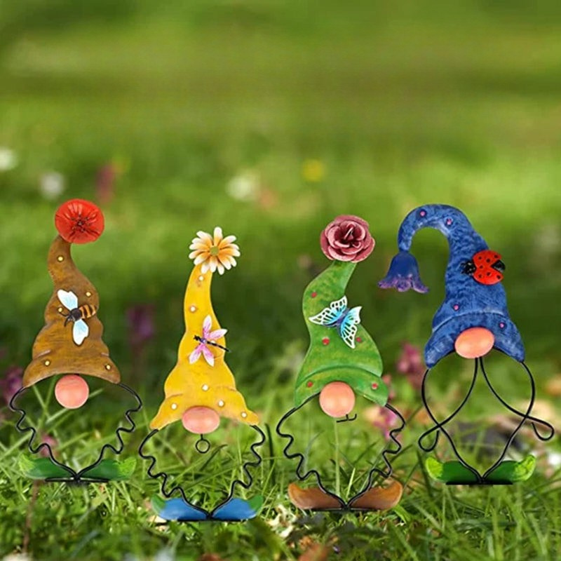 Decorazione Gnomo da Giardino con Insetti Farfalla 3D