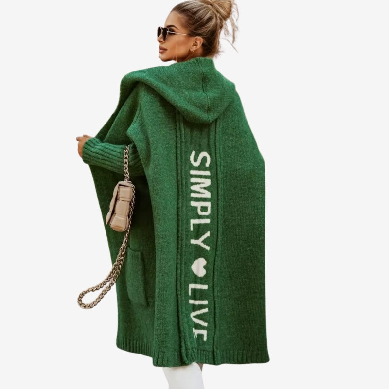 Abigail - Long sleeve hooded cardigan with open front