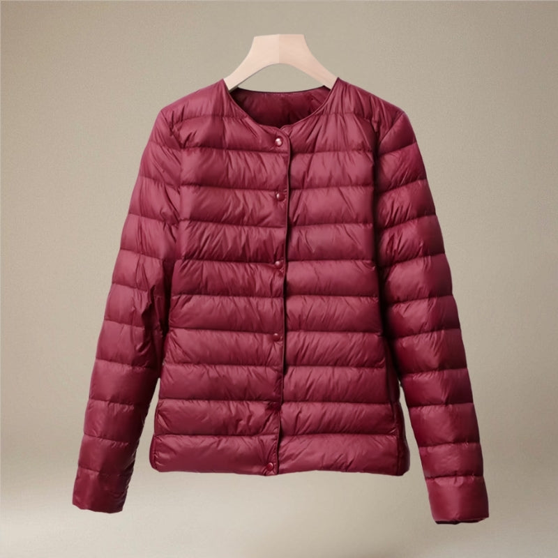 Orla – Long Sleeve Puffer Jacket With Round Neck And Buttons
