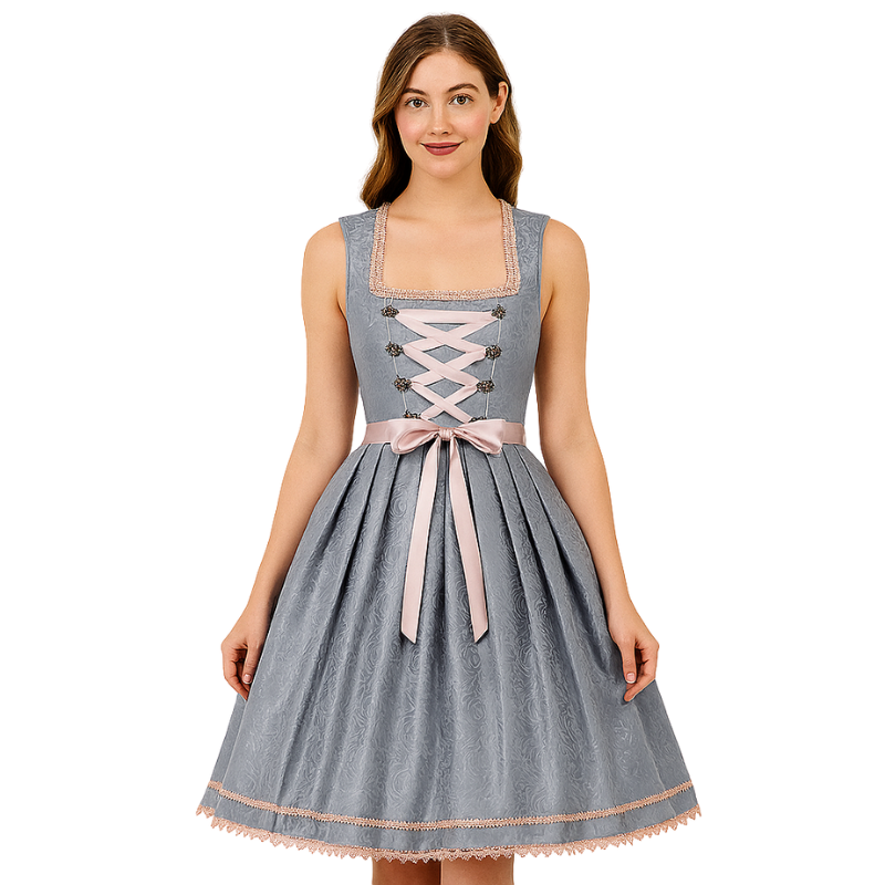 Althea – Sleeveless Dress with Square Neckline and Lace Collar