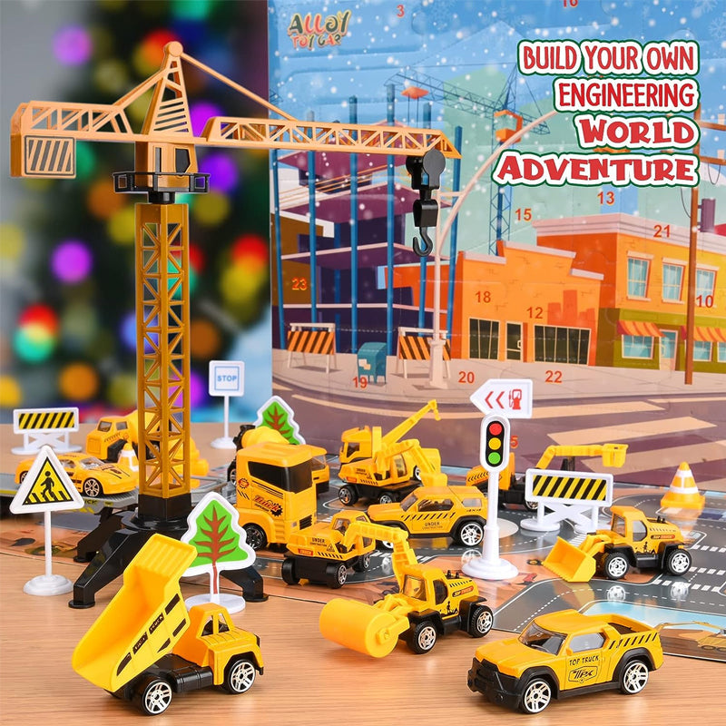 Yulebuild - stavební adventní kalendář s vozidly a příslušenstvím na hraní