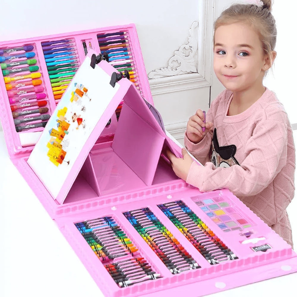 CraftiKidz – Kompletny zestaw 208 przyborów do rysowania dla początkujących twórców i młodych artystów