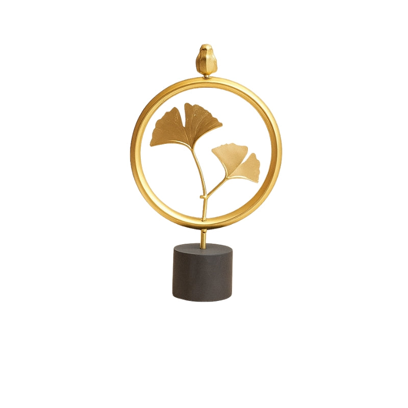 GoldenGrove - Sculptură de frunze cu siluetă în formă de evantai și suprafață netedă cu nervuri