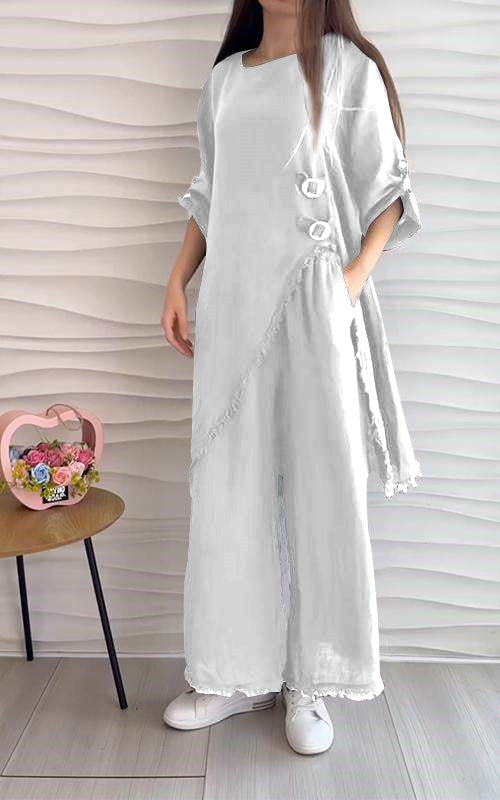 CottonGlam™ - Stijlvol Rond Hals Kostuum Set