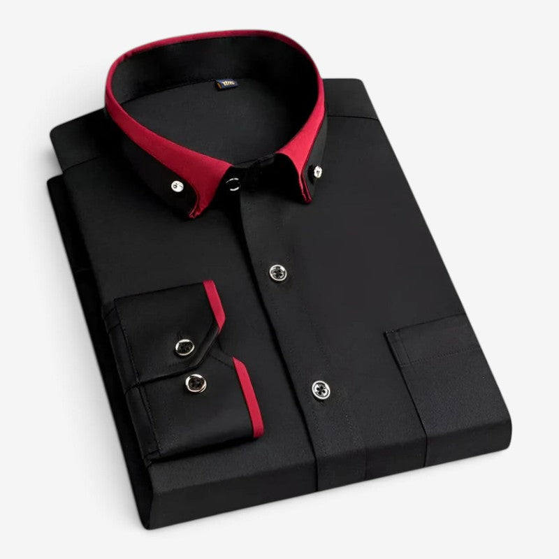 Shirtex - Camicia da uomo a maniche lunghe con colletto classico e chiusura con bottoni