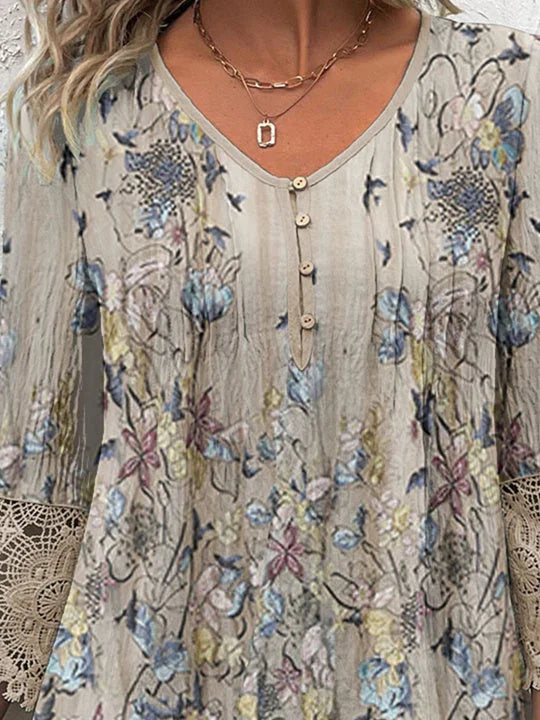 ComfortCraze™ - Comfortabele Abrikoos Vrouwen Bedrukt Top