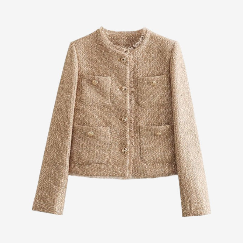 Cropped Women’s Jacket Long Sleeve Button Front