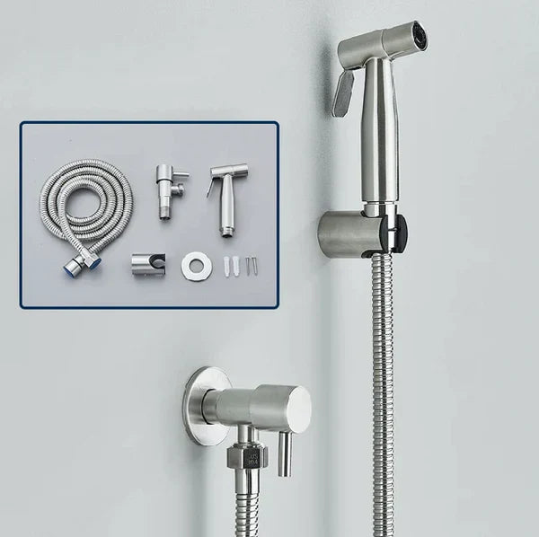 HydroClean - Spruzzatore per bidet in acciaio inox dal design moderno con controllo igienico