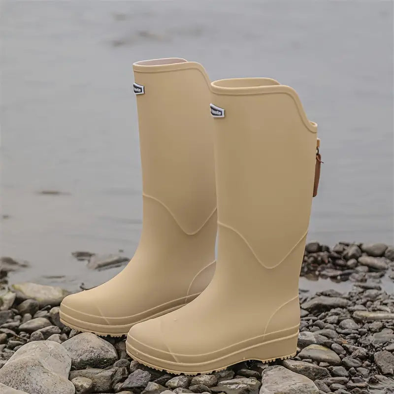 Blina – Bottes de pluie montantes jusqu'aux genoux avec semelle texturée et fermeture éclair élégante