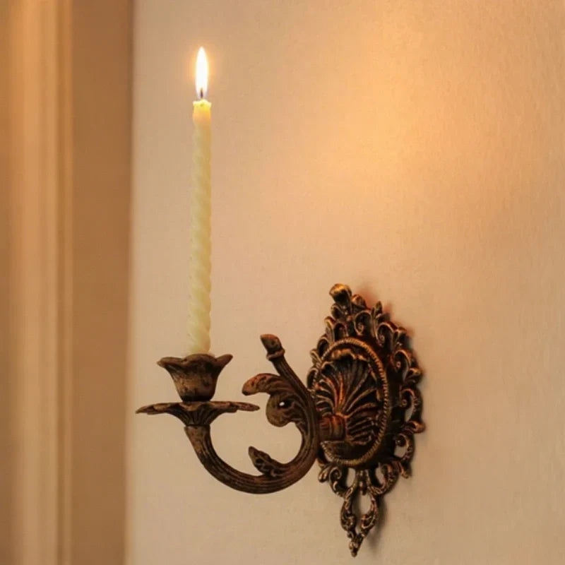 OrnateFlame - Wall Sconce With Forged Iron Design For Taper Candle