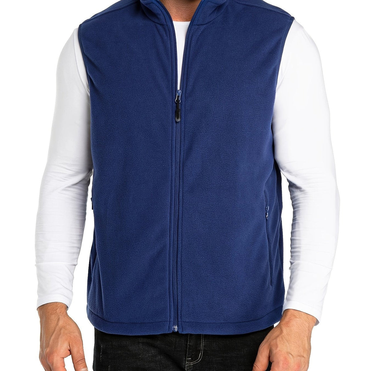 Chaleco polar ZipFleece sin mangas, con cierre de cremallera completa y cuello alto