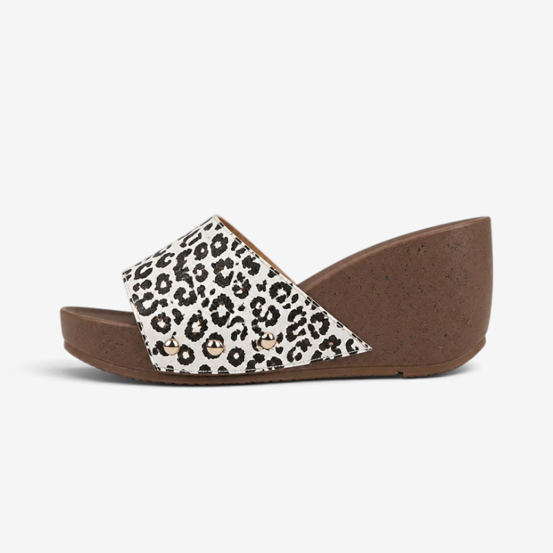 Lunarelle - Wide-Strap Wedge Mules with Studs