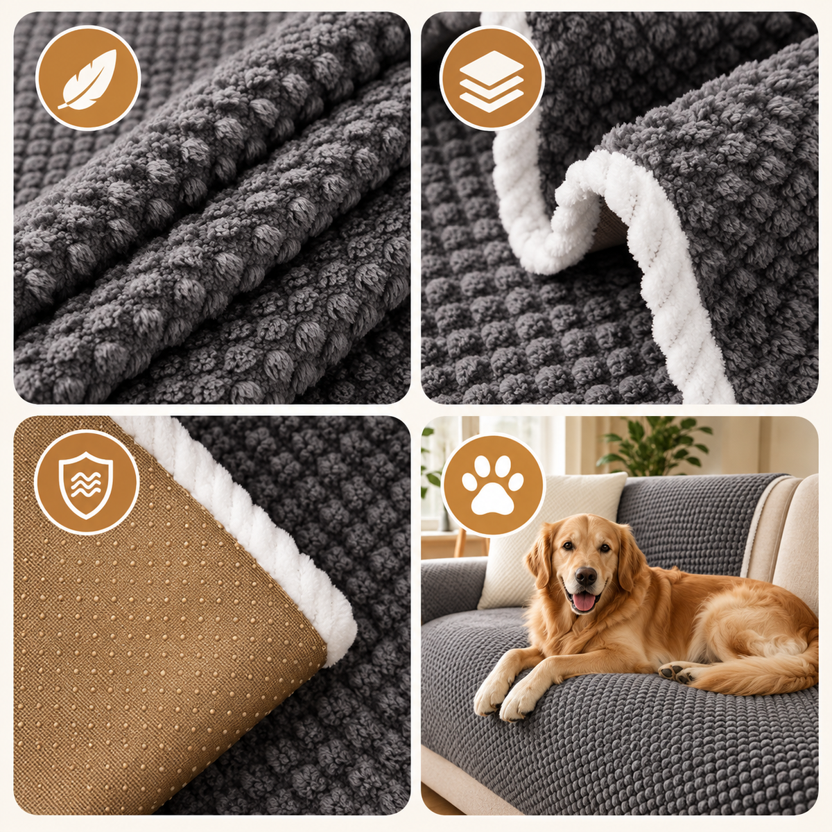 CoverNest - Sofa Cover With Textured Surface And Silica Backing