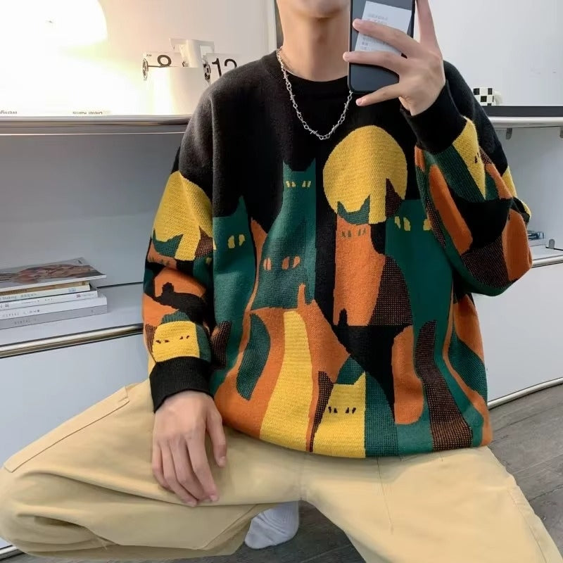 Tobias - Pulover supradimensionat cu mâneci lungi și design imprimat