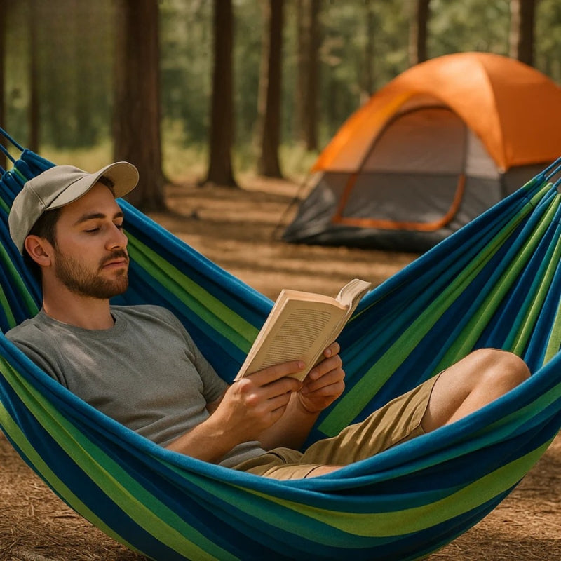 FoldEase – Striped Hammock with Foldable and Non-Slip Design