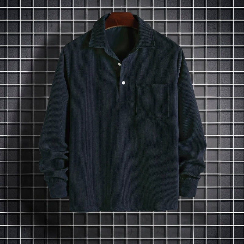 William – Pull à manches longues avec col boutonné et poches