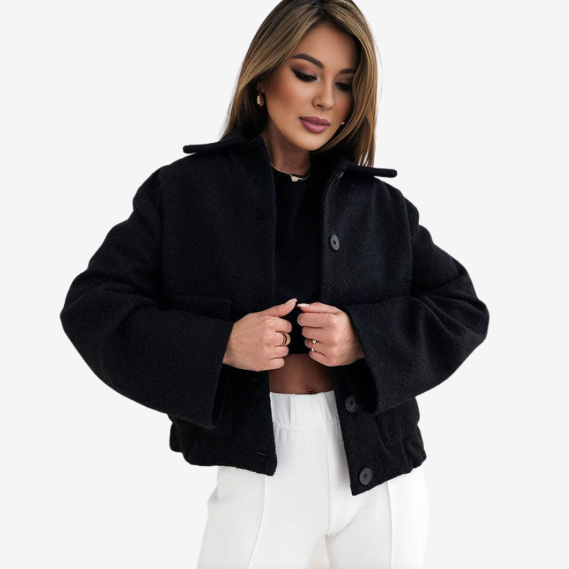Addison - Long sleeve coat with turn down collar