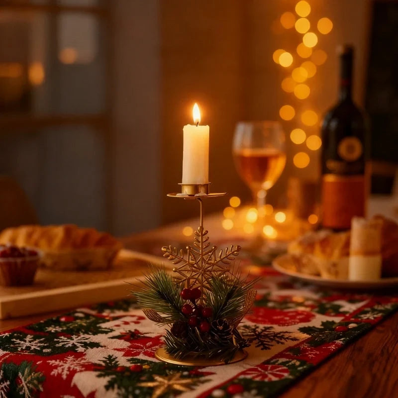 HolidayGlow - Iron Candle Holder With Festive Motifs