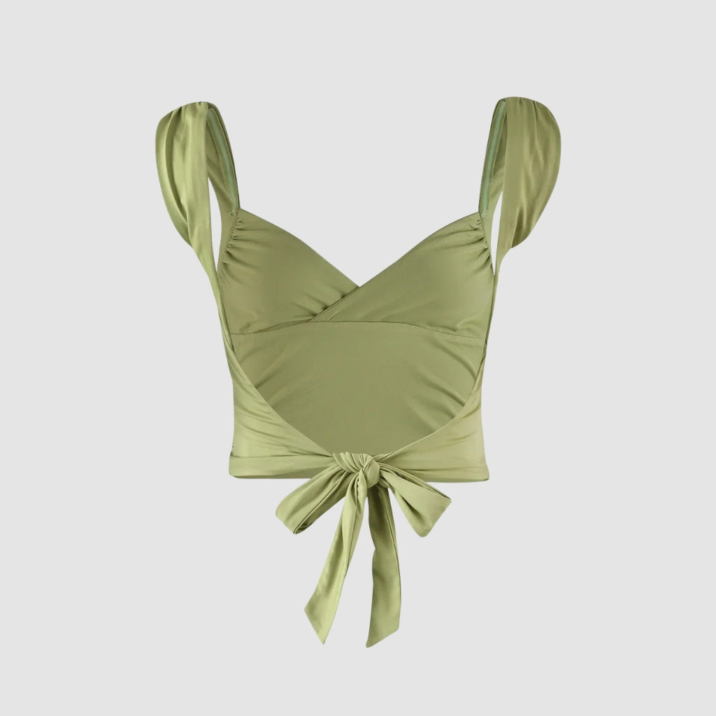 Marijke - Top Smanicato con Scollo a V e Design Schiena Scoperta
