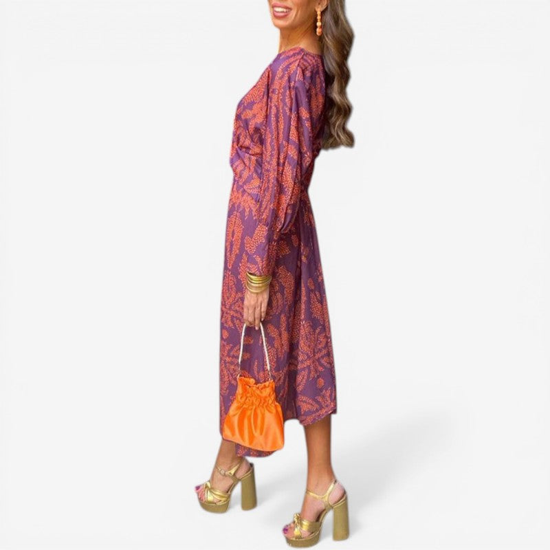 Women’s Floral V-Neck Long Sleeve Maxi Dress