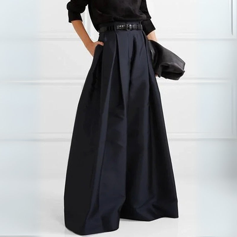 Selene – Pantaloni largi cu talie înaltă și pliuri