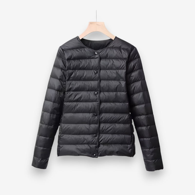 Orla – Long Sleeve Puffer Jacket With Round Neck And Buttons