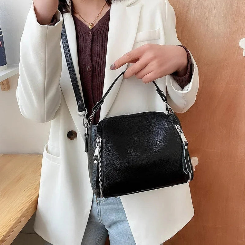 Reagan – Handbag with Multiple Zipper Closures and Shoulder Strap