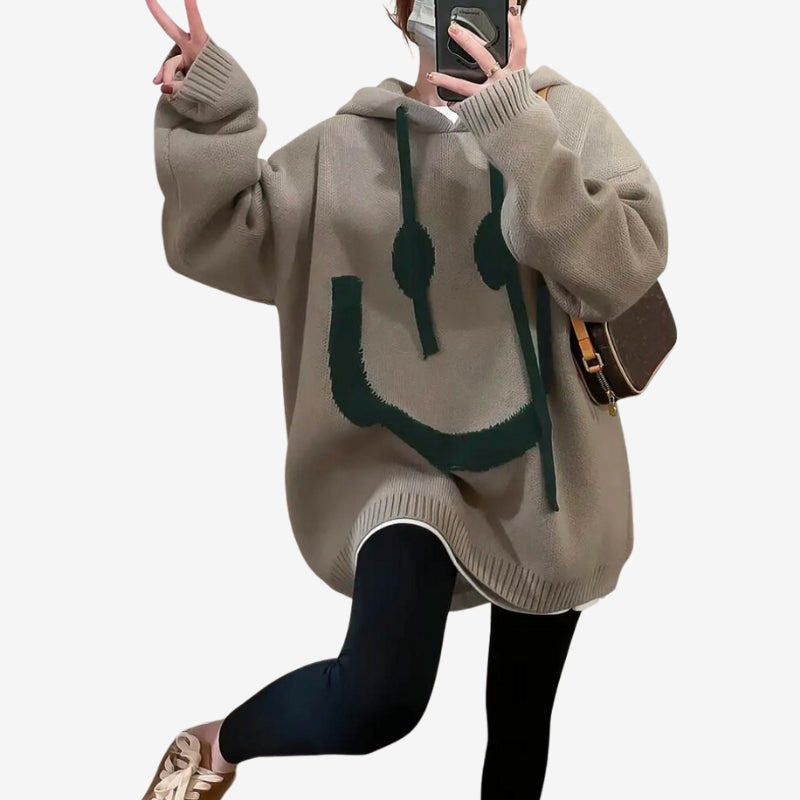 Hannah - Felpa oversize a manica lunga con cappuccio regolabile