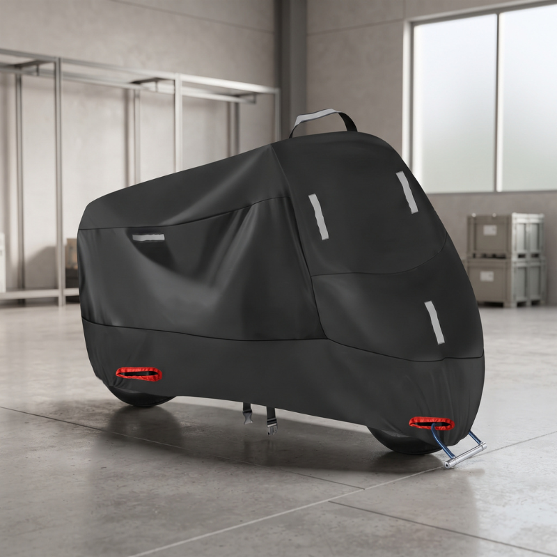 MotoShield - Funda para motocicleta con tiras reflectantes y aberturas reforzadas para candado