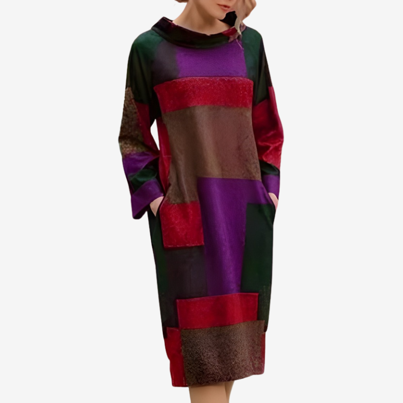 Zola - Long Sleeve Sweater Dress with Side Pockets