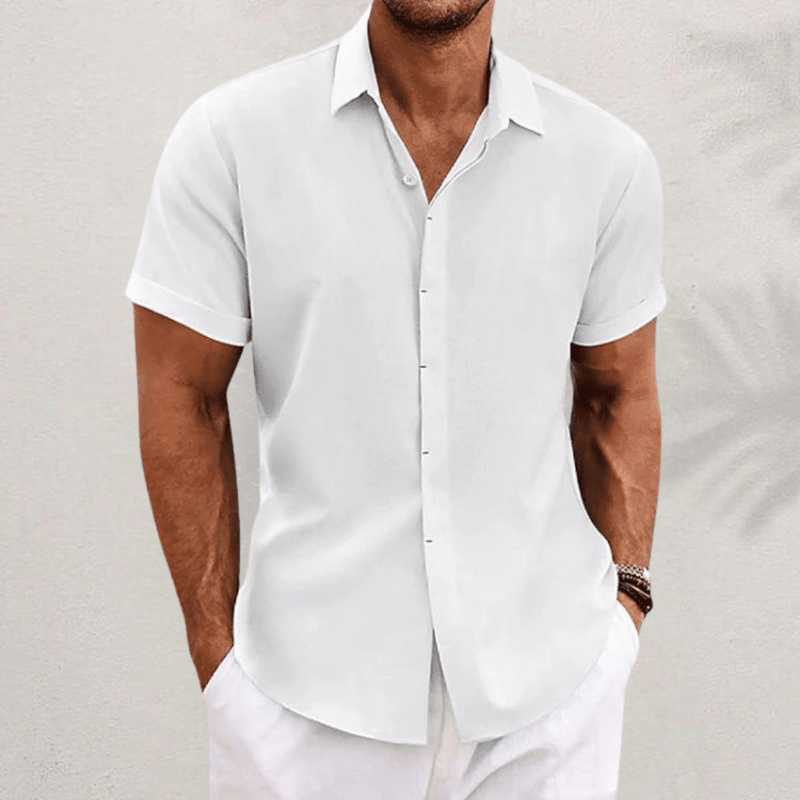 Camicia da uomo slim fit a maniche corte con chiusura a bottoni