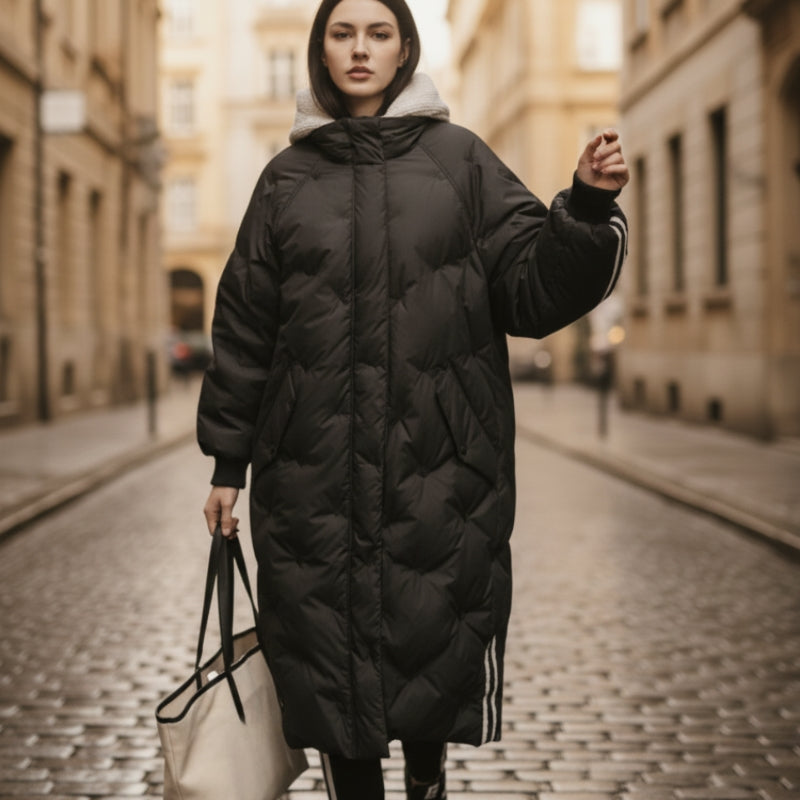 Delaney - Cappotto lungo a maniche lunghe con cappuccio e tasche