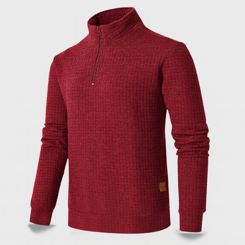 Alexander - Hosszú ujjú pulóver negyed cipzárral és slim fit kialakítással