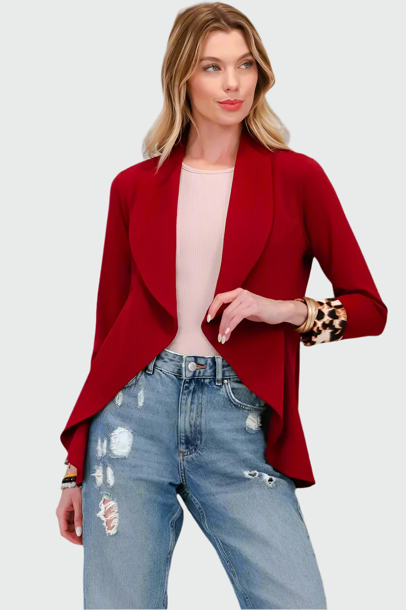 Amara - Modern open-front blazer with rolled-up sleeves and comfortable fit