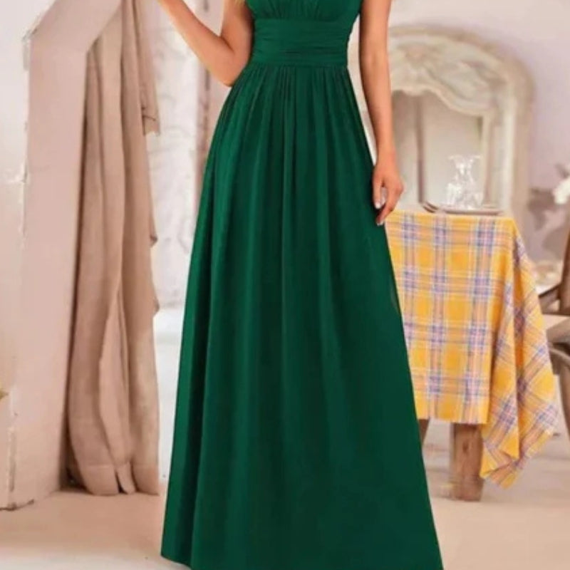 Catherine – Rochie Maxi Fără Mâneci, Croială A și Guler în V