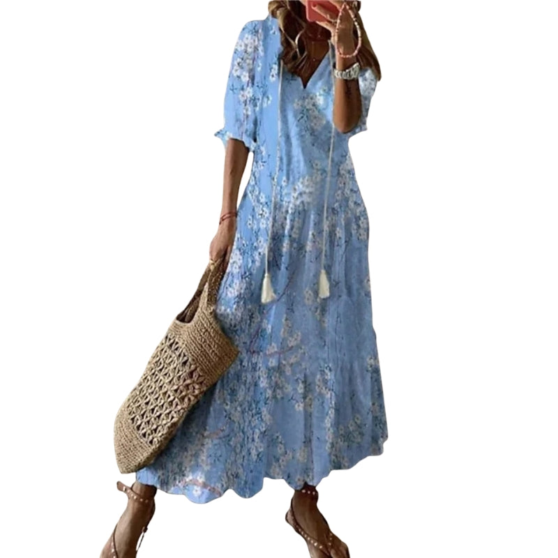 Caroline – Rochie casual cu imprimeu floral și decolteu în V flatant