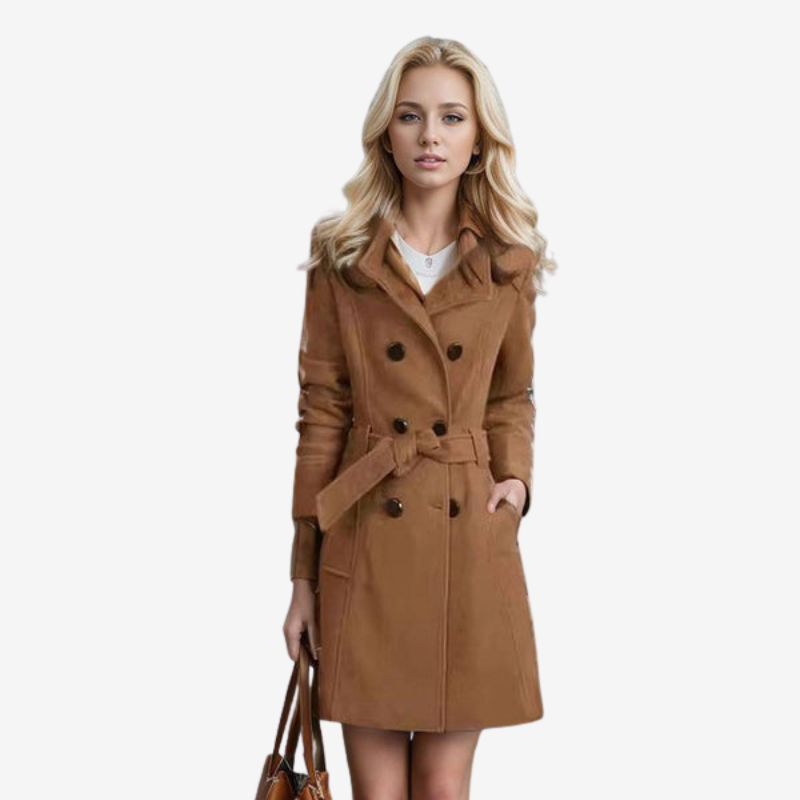 Ophelia - Long sleeve coat with belted waist